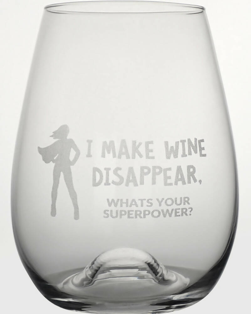 I Make Wine Disappear Engraved 460ml Stemless Wine Glass 0531