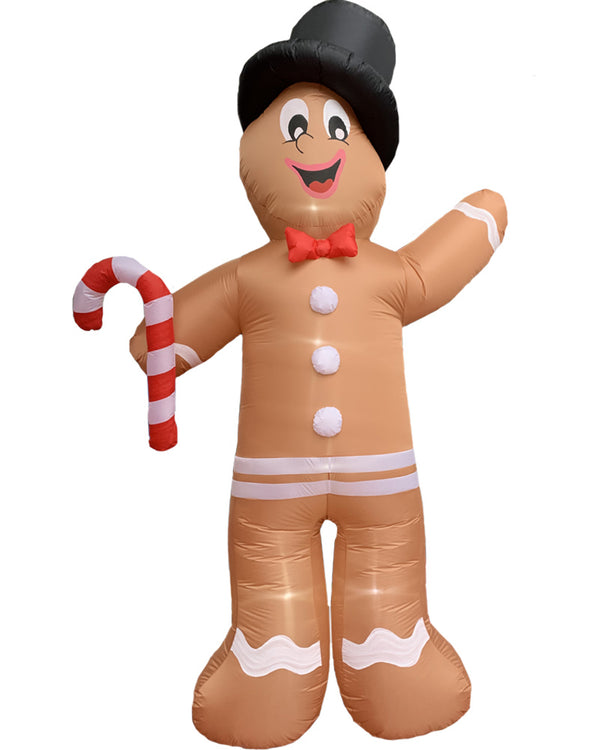 LED Gingerbread Man with Top Hat Lawn Inflatable 3.6m