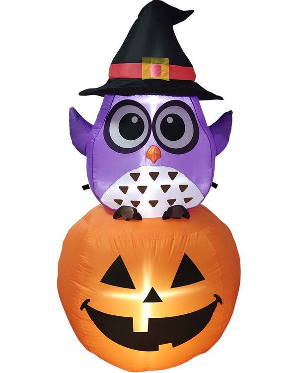 LED Owl On Pumpkin Lawn Inflatable 1.5m