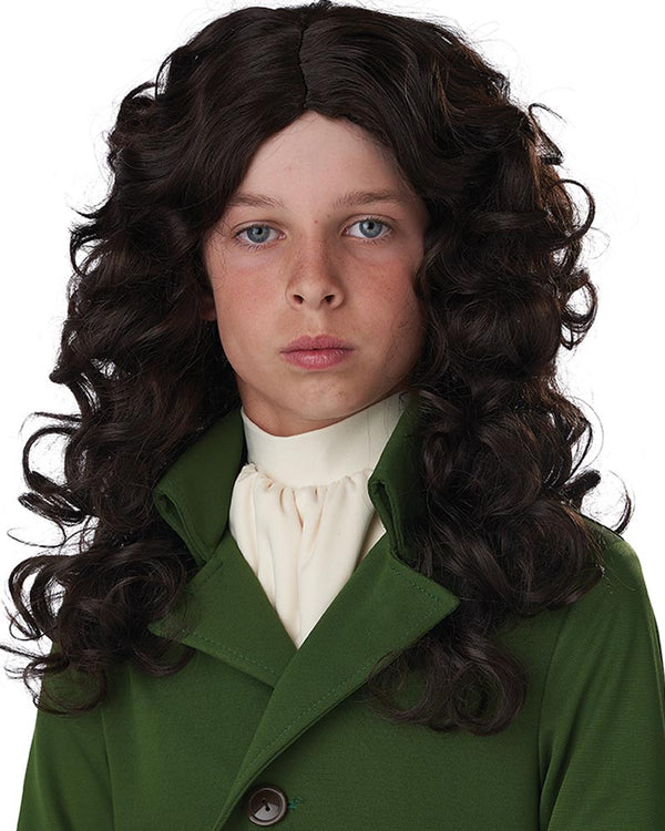 17th Century Cavalier Long Brown Kids Wig