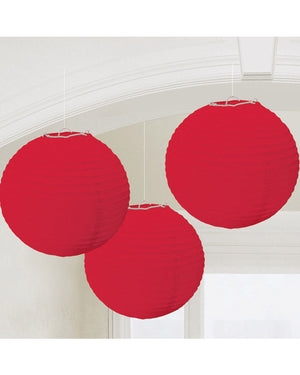 Red Round Paper Lanterns Pack of 3