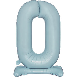 Large Number 0 Standing Pastel Blue Foil Balloon