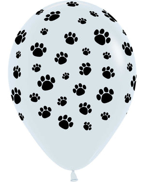 30cm Paw Prints Fashion White Latex Balloons Pack of 25