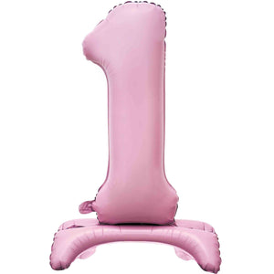 Large Number 1 Standing Pastel Pink Foil Balloon