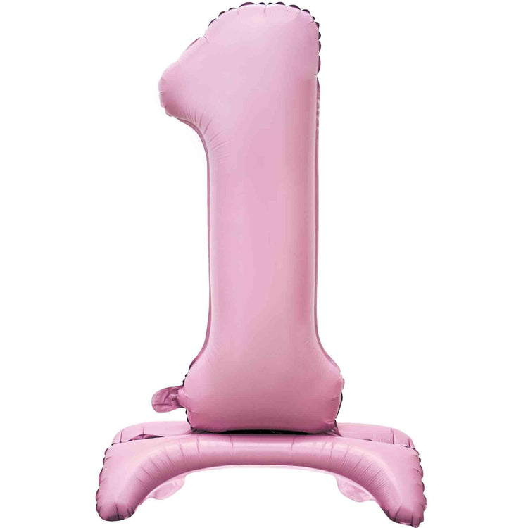 Large Number 1 Standing Pastel Pink Foil Balloon