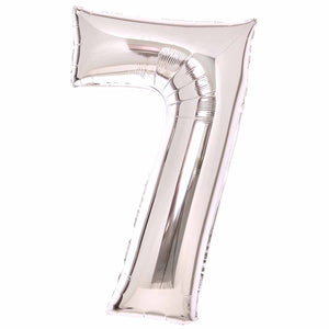 Large Number 7 Silver Foil Balloon 53cm w x 89cm h