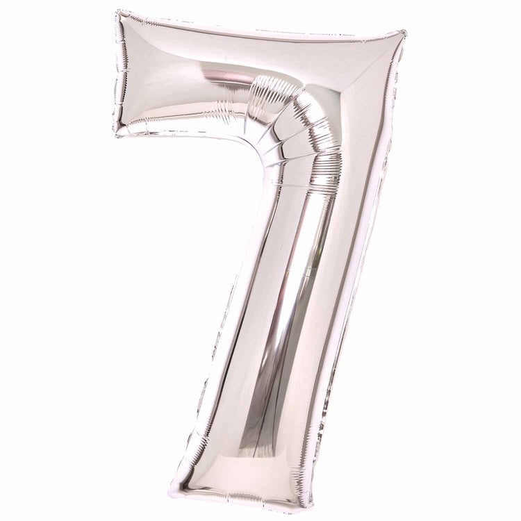 Large Number 7 Silver Foil Balloon 53cm w x 89cm h