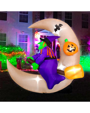 Halloween Witch with Moon Lawn Inflatable 1.5m