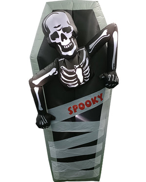 Tall Skeleton in Coffin Lawn Inflatable 1.5m