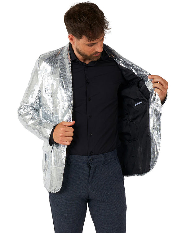 70s Sequins Silver Mens Suitmeister Jacket