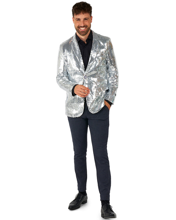 70s Sequins Silver Mens Suitmeister Jacket