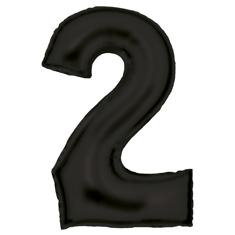 Large Number 2 Silk Lustre Black Foil Balloon 55cm w x 86cm h