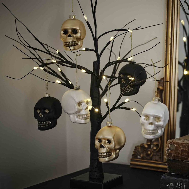 Deadly Soiree Skull 8cm Tree Decorations Pack of 3