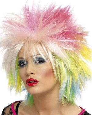 80s Attitude Short Multicoloured Wig