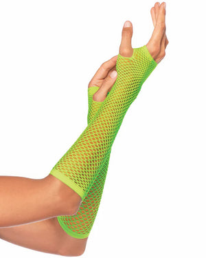 80s Neon Green Fishnet Fingerless Gloves