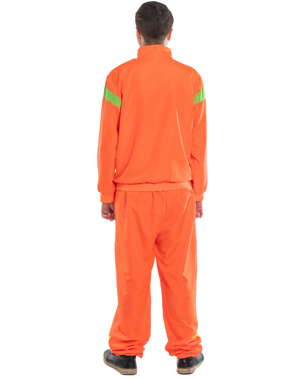 80s Neon Orange Shell Suit Mens Costume