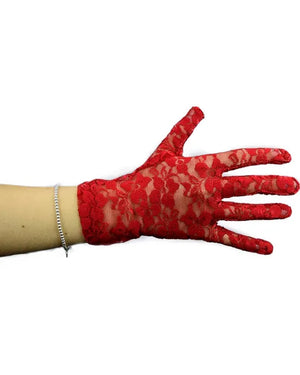 80s Red Short Lace Gloves