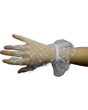 80s White Lace Frill Fingerless Gloves