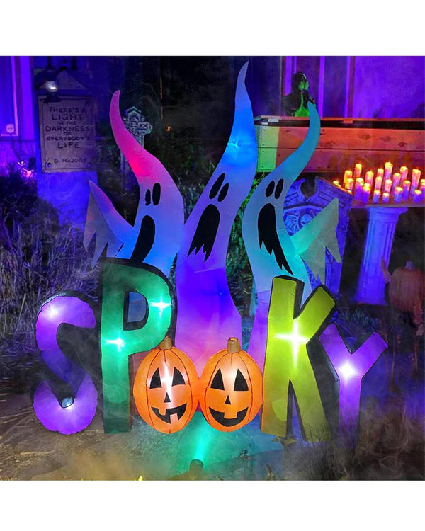 Tall Coloured Spooky with Ghosts Lawn Inflatable 2.4m