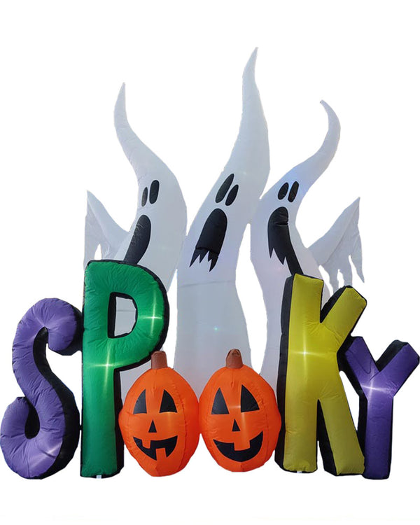 Tall Coloured Spooky with Ghosts Lawn Inflatable 2.4m