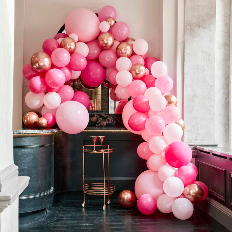 Balloon Arch Large Pink & Rose Gold Pack of 200