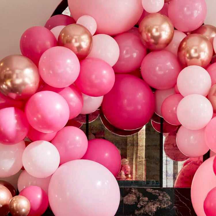 Balloon Arch Large Pink & Rose Gold Pack of 200