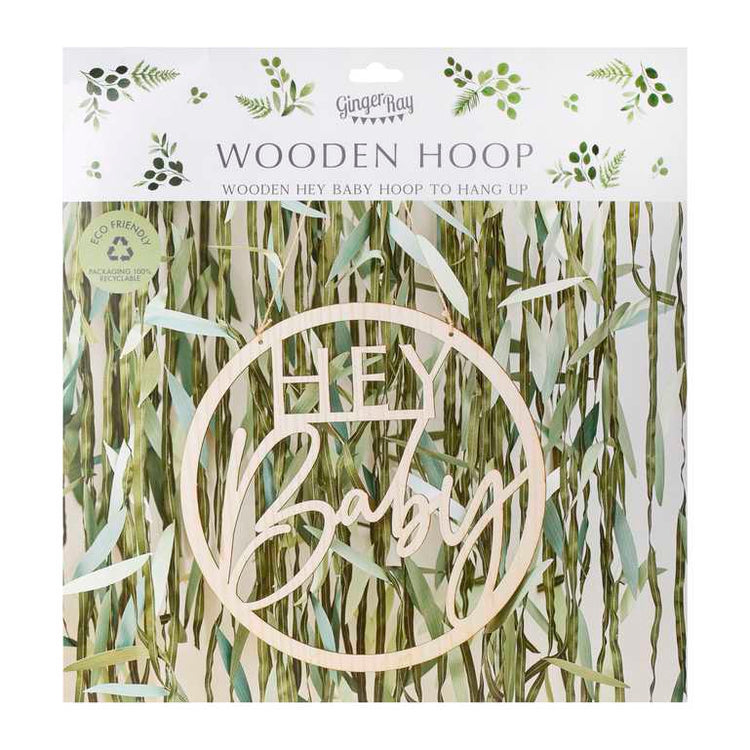 Botanical Baby Wooden Hey Baby Hoop Wreath