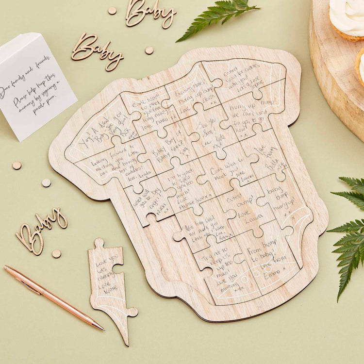 Botanical Baby Wooden Baby Grow Guest Book Pack of 18