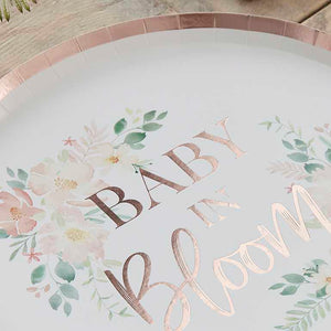 Baby in Bloom 24cm Paper Plates Foiled Pack of 8