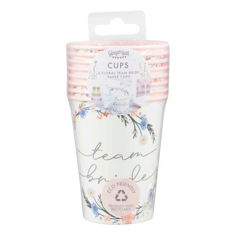 Boho Bride 266ml Paper Cups Pack of 8