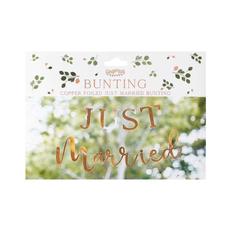 Botanical Wedding Bunting Just Married Rose Gold