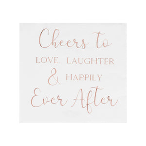 Botanical Wedding Foiled Cheers To Love, Laughter & Happily Ever After Napkins Pack of 16