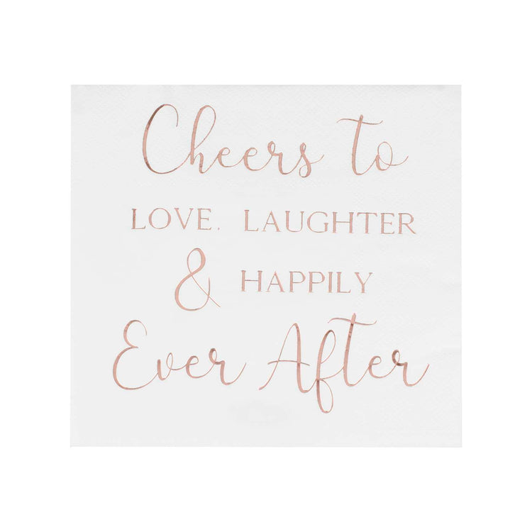 Botanical Wedding Foiled Cheers To Love, Laughter & Happily Ever After Napkins Pack of 16