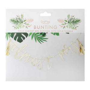 Botanical Hen Party Gold Almost Mrs Scripted Bunting