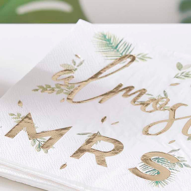 Botanical Hen Party Gold Foiled Bridal Shower Napkins Pack of 16