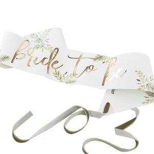 Botanical Hen Party Gold Foiled Bride To Be Sash