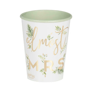 Botanical Hen Party Gold Foiled Almost Mrs Paper Cups Pack of 8