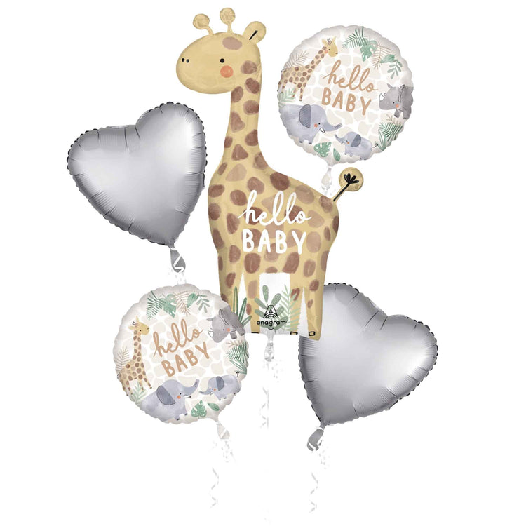 Bouquet Hello Baby Soft Jungle Foil Balloons P75