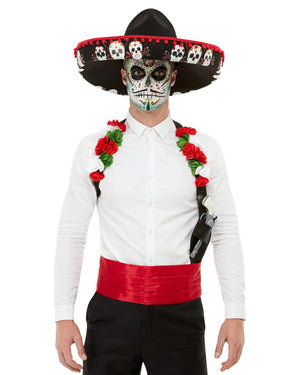 Day Of The Dead Red Sombrero Holster and Cummerbund Set