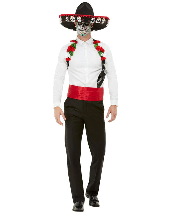 Day Of The Dead Red Sombrero Holster and Cummerbund Set