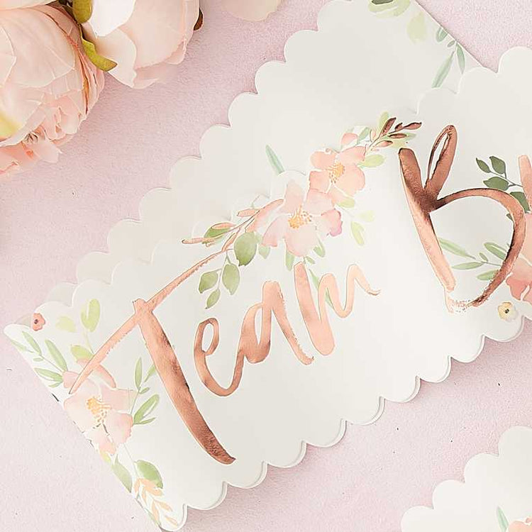 Floral Hen Party Team Bride Sashes Pack of 6