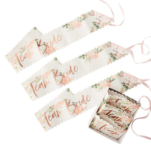 Floral Hen Party Team Bride Sashes Pack of 6