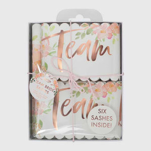 Floral Hen Party Team Bride Sashes Pack of 6