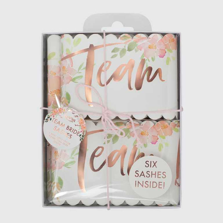 Floral Hen Party Team Bride Sashes Pack of 6