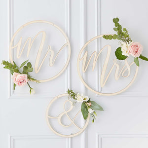 Gold Wedding Backdrop Wooden Hoop Pack of 3