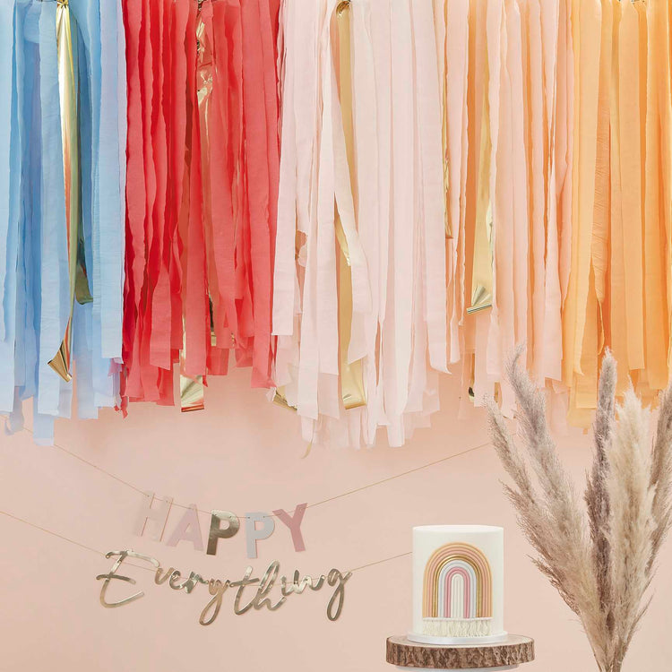 Happy Everything Backdrop Ceiling Steamers Muted Pastel Rainbow Pack of 6