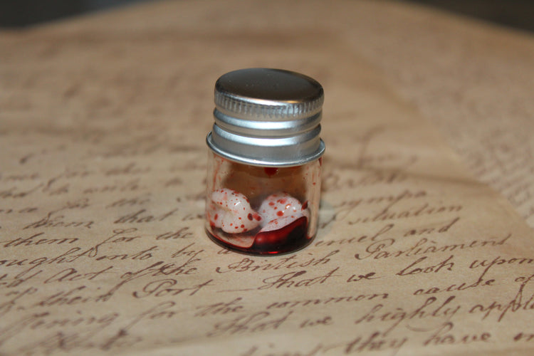 Pulled Out Bloody Teeth Specimen Jar Prop
