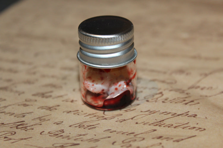 Pulled Out Bloody Teeth Specimen Jar Prop