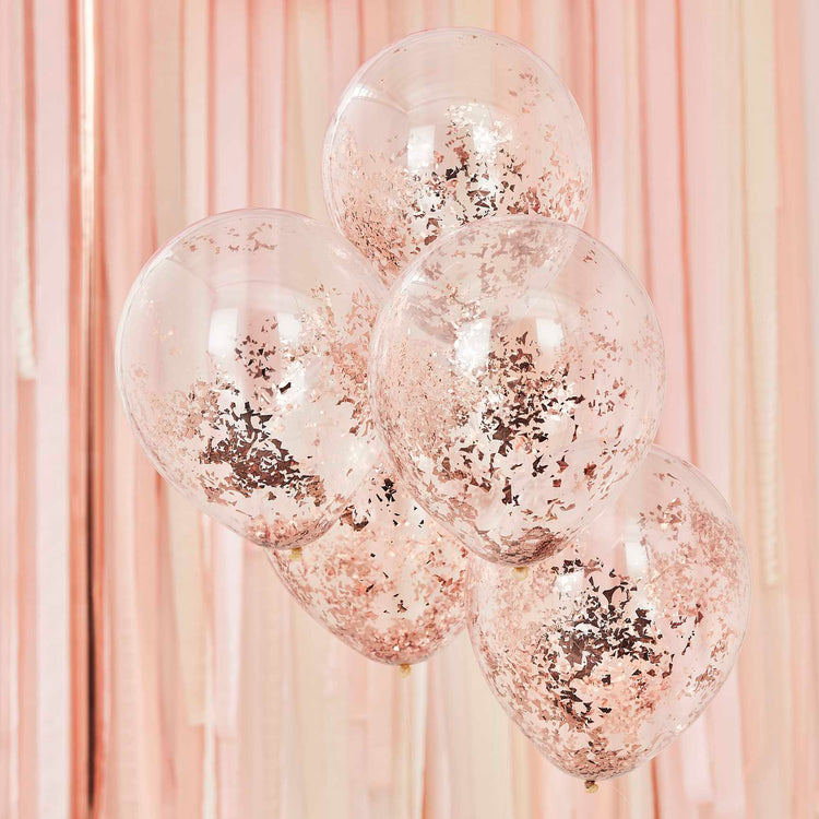 Mix It Up Rose Gold Foil Confetti Filled 30cm Balloons Pack of 5