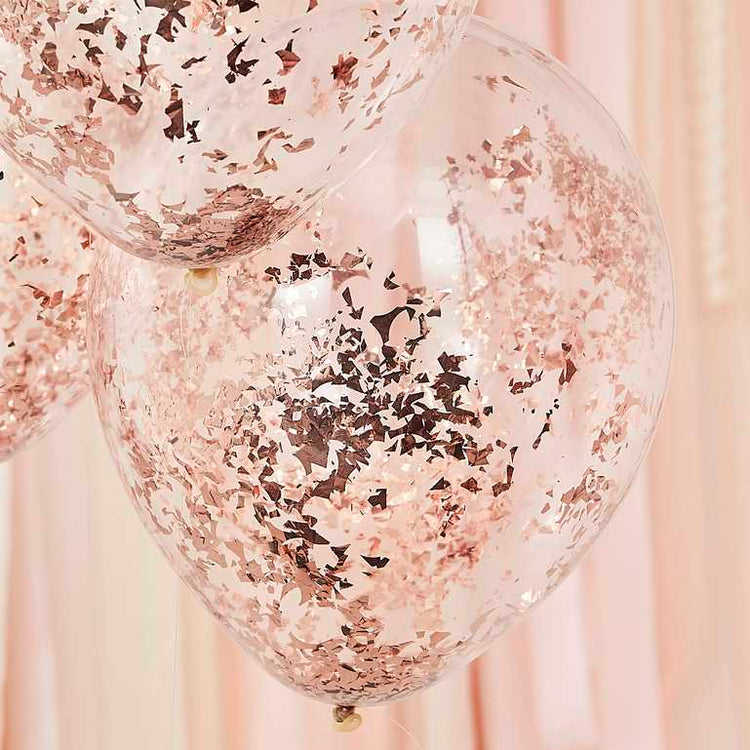 Mix It Up Rose Gold Foil Confetti Filled 30cm Balloons Pack of 5